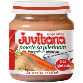 JUVITANA KAŠICA OD POVRĆA SA PILETINOM I INTEGRALNIM PIRINČEM 128g JUVITANA KAŠICA OD POVRĆA SA PILETINOM I INTEGRALNIM PIRINČEM 128g